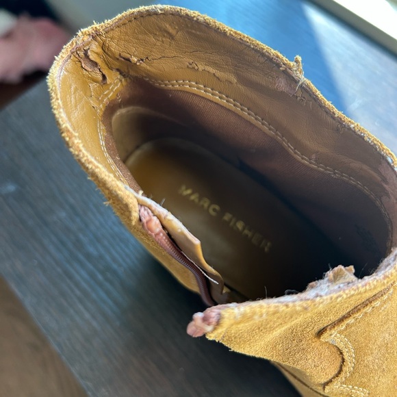 Marc Fisher Tan Suede Ankle Boots with Stacked Heel - Picture 9 of 10